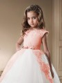 Ball-Gown Princess Scoop Sleeveless Floor-Length Tulle Petite Flower Girl Dress With Applique