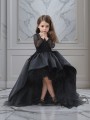 Ball-Gown Scoop Long Sleeves Court Train Adorable Satin Flower Girl Dress With Sash