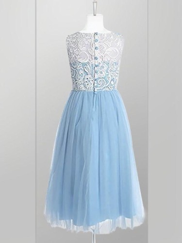 A-line Princess Jewel Sleeveless Ankle-Length Tulle Charming Flower Girl Dress With Lace