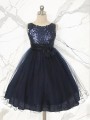 Delightful Ball-Gown Princess Jewel Sleeveless Tea-Length Sequins Flower Girl Dress With Hand-Made Flower