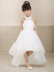 A-line High Neck Sleeveless Asymmetrical Organza Lovely Flower Girl Dress With Beading