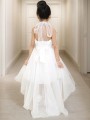 A-line High Neck Sleeveless Asymmetrical Organza Lovely Flower Girl Dress With Beading