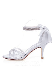 Women's Satin Peep Toe Stiletto Heel Silk Wedding Shoes