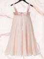 Dainty A-line Straps Sleeveless Tea-Length Chiffon Flower Girl Dress With Hand-Made Flower