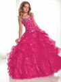 Ball-Gown Halter Sleeveless Precious Floor-Length Organza Flower Girl Dress With Rhinestone