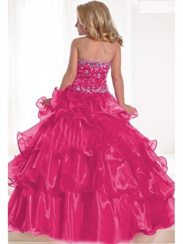 Ball-Gown Halter Sleeveless Precious Floor-Length Organza Flower Girl Dress With Rhinestone