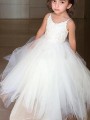 Ball-Gown Princess Jewel Dreamy Sleeveless Floor-Length Tulle Flower Girl Dress With Lace