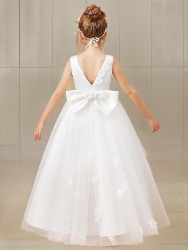 A-line Princess Scoop Sleeveless Asymmetrical Adorable Tulle Flower Girl Dress