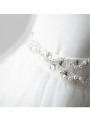 A-line Princess Spaghetti Straps Sleeveless Sweep Train Charming Tulle Flower Girl Dress With Beading