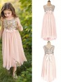 A-line Innocent Scoop Sleeveless Asymmetrical Chiffon Flower Girl Dress With Sequins