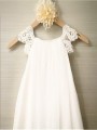 A-line Scoop Sleeveless Fairy-tale Knee-Length Chiffon Flower Girl Dress With Lace