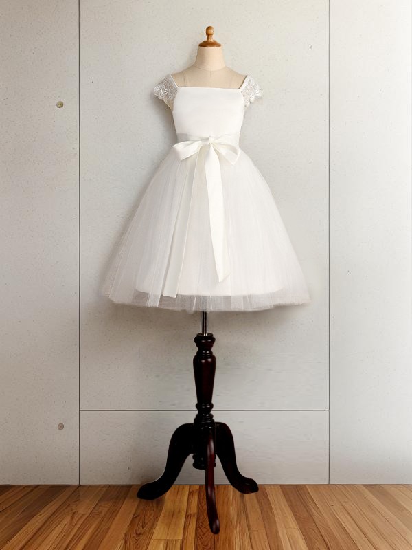 A-line Princess Scoop Sleeveless Tea-Length Enchanting Tulle Flower Girl Dress