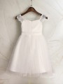 A-line Princess Scoop Sleeveless Tea-Length Enchanting Tulle Flower Girl Dress