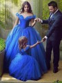 Ball-Gown Princess Off-the-Shoulder Sleeveless Floor-Length Whimsical Tulle Flower Girl Dress With Crystal