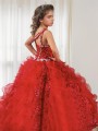 Ball-Gown Straps Sleeveless Celebratory Floor-Length Organza Flower Girl Dress With Sequins