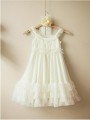 A-line Straps Sleeveless Tea-Length Chiffon Joyful Flower Girl Dress With Ruffles