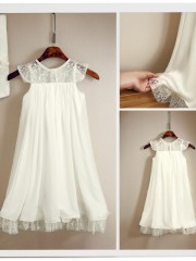 A-line Scoop Lovely Sleeveless Tea-Length Chiffon Flower Girl Dress