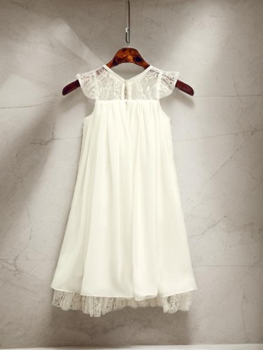 A-line Scoop Lovely Sleeveless Tea-Length Chiffon Flower Girl Dress