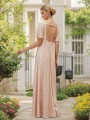 A-line V-Neck Charming Short Sleeves Floor-Length Bridesmaid Dresses