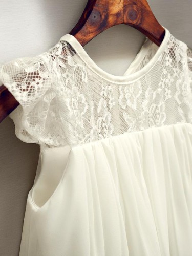 A-line Scoop Lovely Sleeveless Tea-Length Chiffon Flower Girl Dress