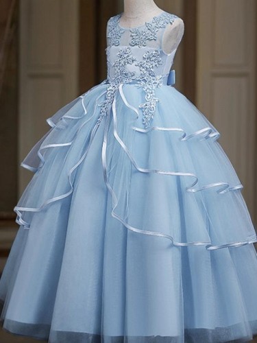 A-line Princess Scoop Sleeveless Floor-Length Enchanting Tulle Flower Girl Dress