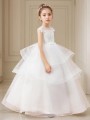 Ball-Gown Princess Scoop Sleeveless Floor-Length Graceful Tulle Flower Girl Dress