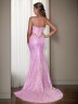 Flattering Sheath/Column V-neck Court Train Corset Dress With Slit