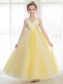 Ball-Gown Princess Precious V-neck Sleeveless Ankle-Length Tulle Flower Girl Dress