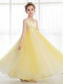 Ball-Gown Princess Precious V-neck Sleeveless Ankle-Length Tulle Flower Girl Dress