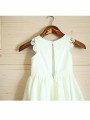 Dreamy A-line Scoop Sleeveless Tea-Length Chiffon Flower Girl Dress With Lace