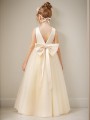 A-line Princess Scoop Joyful Sleeveless Floor-Length Tulle Flower Girl Dress