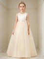 A-line Princess Scoop Joyful Sleeveless Floor-Length Tulle Flower Girl Dress