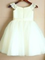 A-line Princess Lovely Scoop Sleeveless Knee-Length Tulle Flower Girl Dress With Sash