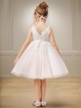 Precious A-line Princess V-neck Sleeveless Knee-Length Tulle Flower Girl Dress