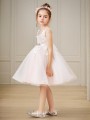 Precious A-line Princess V-neck Sleeveless Knee-Length Tulle Flower Girl Dress