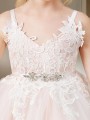 Precious A-line Princess V-neck Sleeveless Knee-Length Tulle Flower Girl Dress