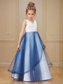 Ball-Gown Princess Celebratory V-neck Sleeveless Floor-Length Tulle Flower Girl Dress