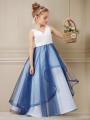 Ball-Gown Princess Celebratory V-neck Sleeveless Floor-Length Tulle Flower Girl Dress