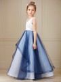 Ball-Gown Princess Celebratory V-neck Sleeveless Floor-Length Tulle Flower Girl Dress