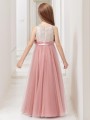 A-line Princess Spaghetti Straps Petite Sleeveless Floor-Length Tulle Flower Girl Dress