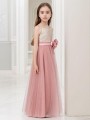 A-line Princess Spaghetti Straps Petite Sleeveless Floor-Length Tulle Flower Girl Dress