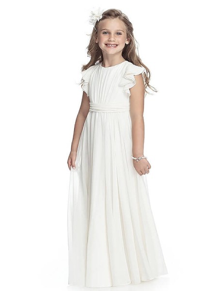 A-line Scoop Sleeveless Sparkling Floor-Length Chiffon Flower Girl Dress