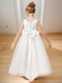 A-line Princess Scoop Sleeveless Ankle-Length Innocent Tulle Flower Girl Dress