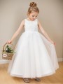 A-line Princess Scoop Sleeveless Ankle-Length Innocent Tulle Flower Girl Dress