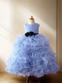 Ball-Gown Scoop Sleeveless Floor-Length Organza Precious Flower Girl Dress With Ruffles