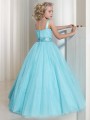 Ball-Gown Princess Straps Sleeveless Floor-Length Tulle Lovely Flower Girl Dress With Crystal