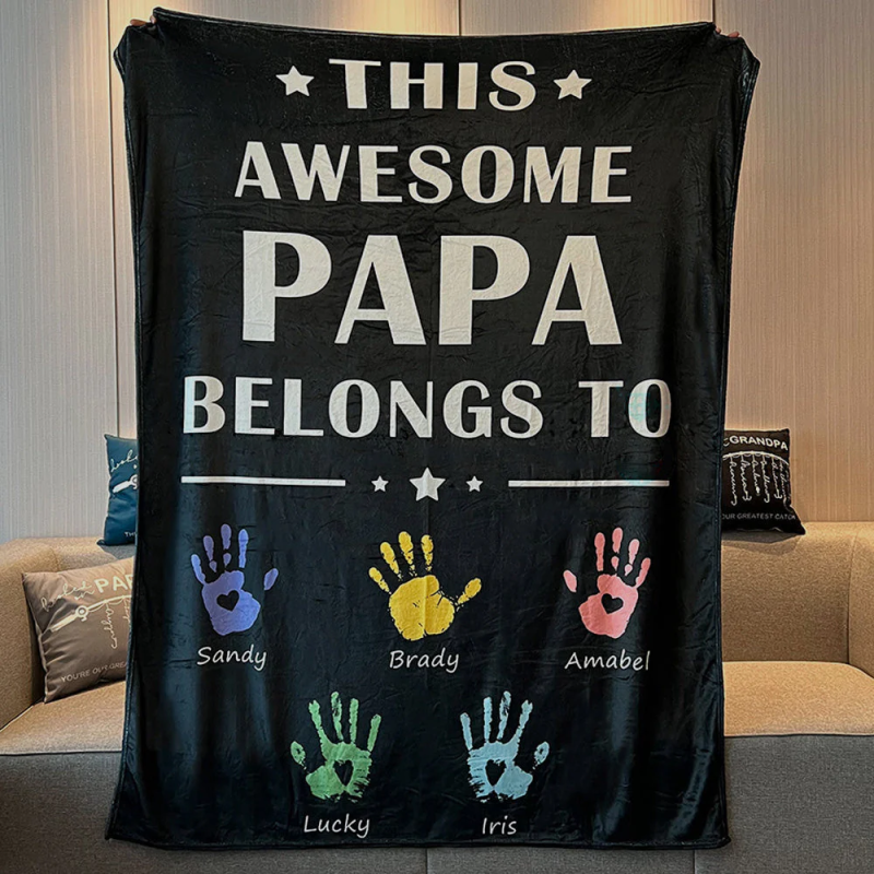 Personalized Fathers Day Blanket This Awesome Daddy Belongs To