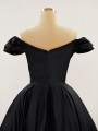 Perfect Ball-Gown Off-the-Shoulder Satin Tea-Length Dress With Pleated