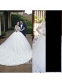 Ball-Gown Princess Off-the-Shoulder Long Sleeves Chapel Train Dreamy Tulle Wedding Dress