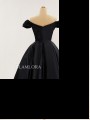 Perfect Ball-Gown Off-the-Shoulder Satin Tea-Length Dress With Pleated